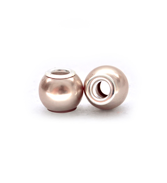 Perla agujero grande,pastel (2 piezas) 10x12 mm - Rosado antiguo